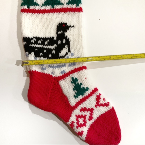 VTG Knit Christmas Stocking, personalized “Agnes”, Loon & Pine Trees - Picture 4 of 4